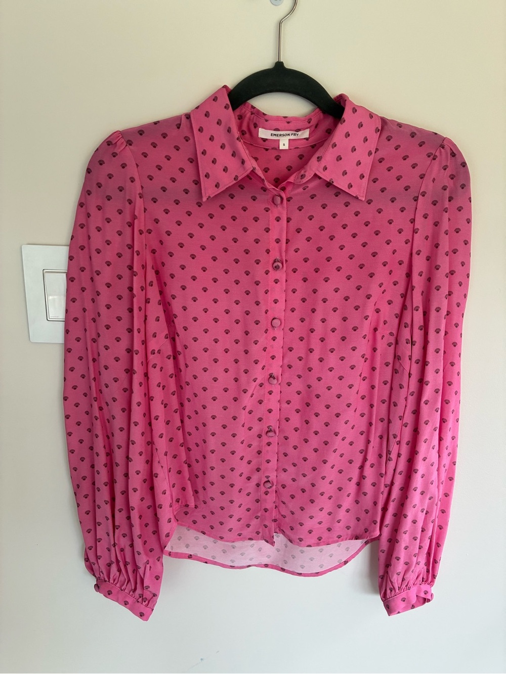 Emerson Fry Hot Pink Printed Button-Down Blouse